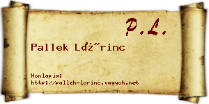 Pallek Lőrinc névjegykártya